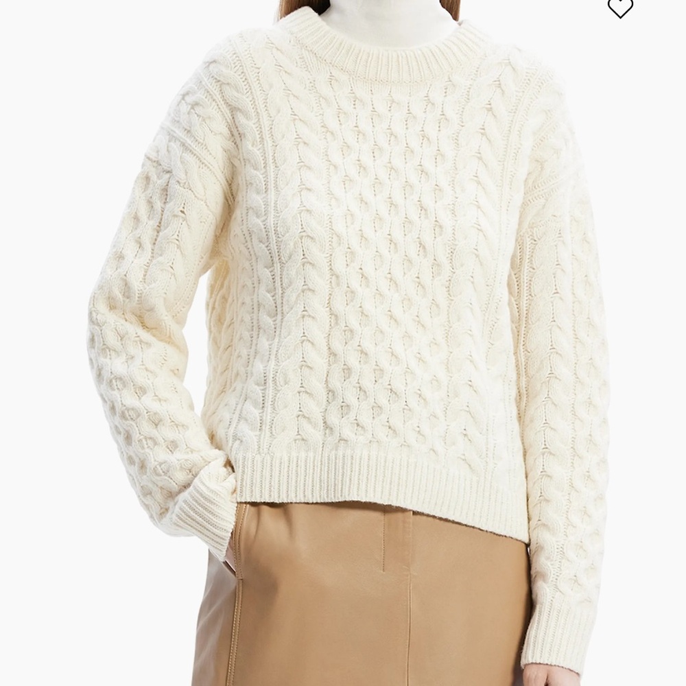 THEORY
Cable Knit Wool-Cashmere Aran Sweater Ivory M - Picture 4 of 11
